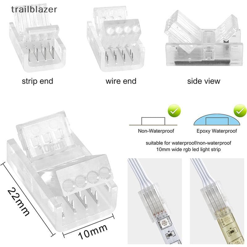 5/10/15 Unidades Conectores De Tira LED RGB Sem Solda De 4 Pinos Adaptadores Qui De 10 Mm Para Iluminação Tra Multicolor