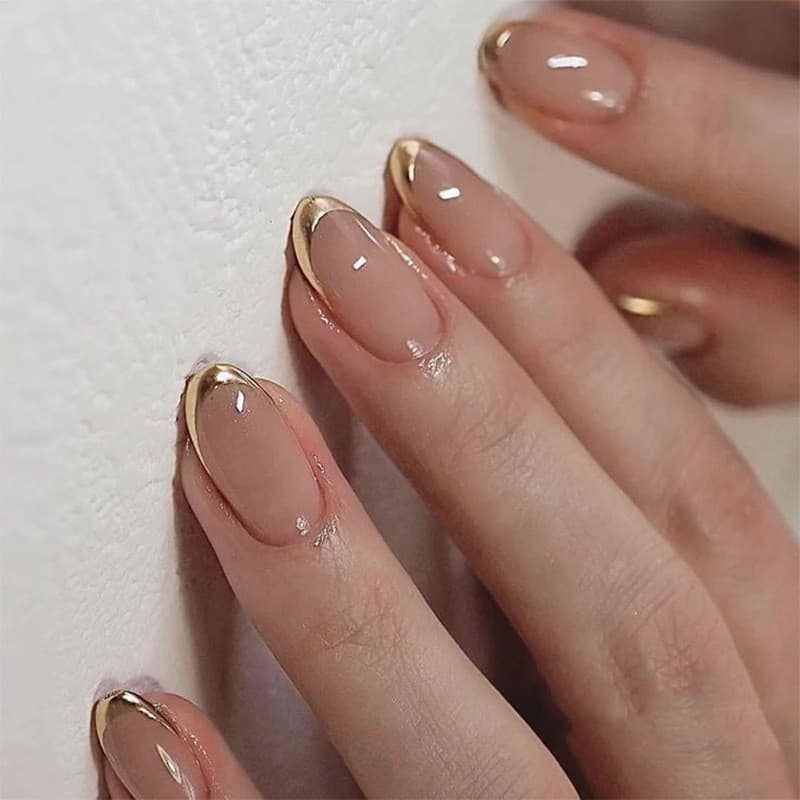 Le Polka Dot estilo francês usar unhas estilo curto amêndoa unhas flor arcos Manicure usar unhas falsas