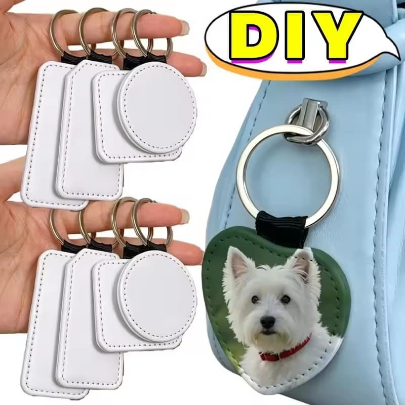 Chaveiro De Couro PU Em Branco De Sublimação De 1-4 Unidades-Com Foto Personalizada DIY De Transferência De Calor-Pingen