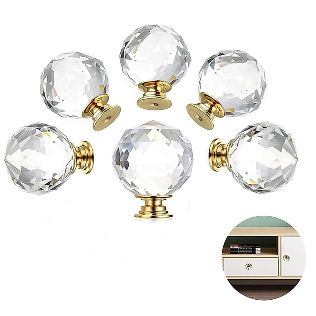 Kit 5 Peças Puxadores Cristal Para Cômoda E Armário