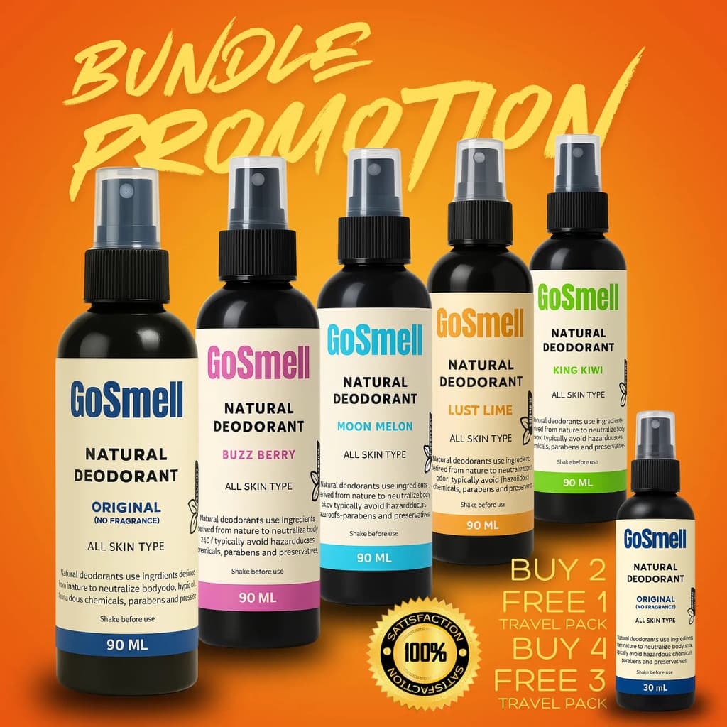 Desodorante Natural em Spray GOSMELL para Eliminar Odor nas Axilas e nos Pés, 90ML