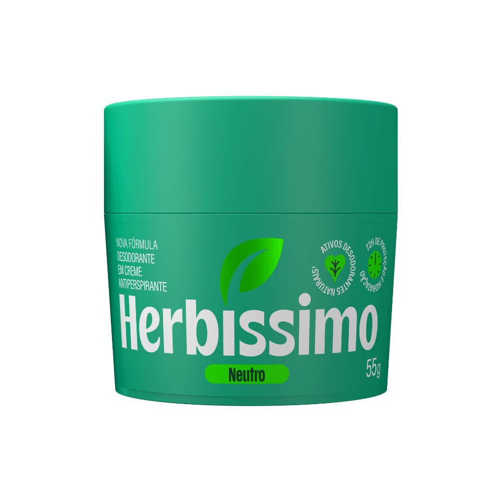 Herbissimo Desodorante em Creme Antiperspirante Neutro 55g Proteção e Hidratação