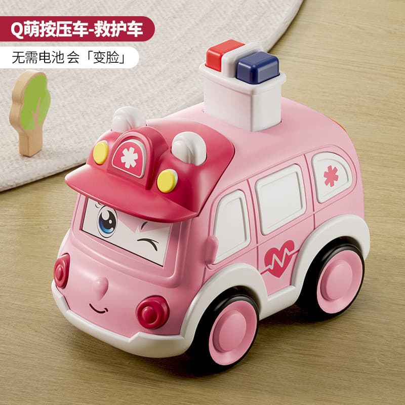 0708 crianças dos desenhos animados imprensa inercial puxar para trás carro ambulância polícia modelo de carro dos desen