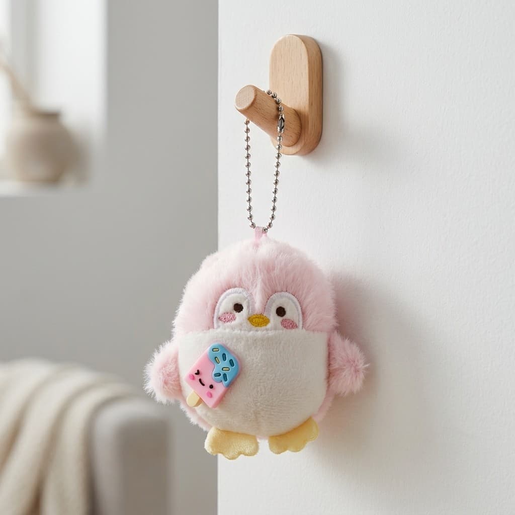 Pinguim De Pelúcia Pirulito Chaveiro Bonito Dos Desenhos Animados Saco Charme Anel De Metal Presente