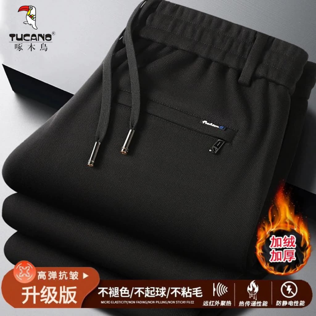 Woodpecker Plus Size calças masculinas outono inverno calças casuais gordura solta forro de lã calças esportivas grossas