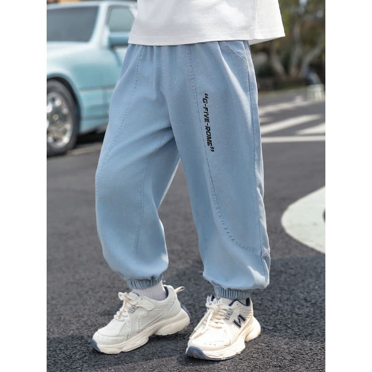 Meninos calças de verão 2026 novo estilo crianças moda Tencel Denim Mosquito calças meninos bebê calças casuais na moda