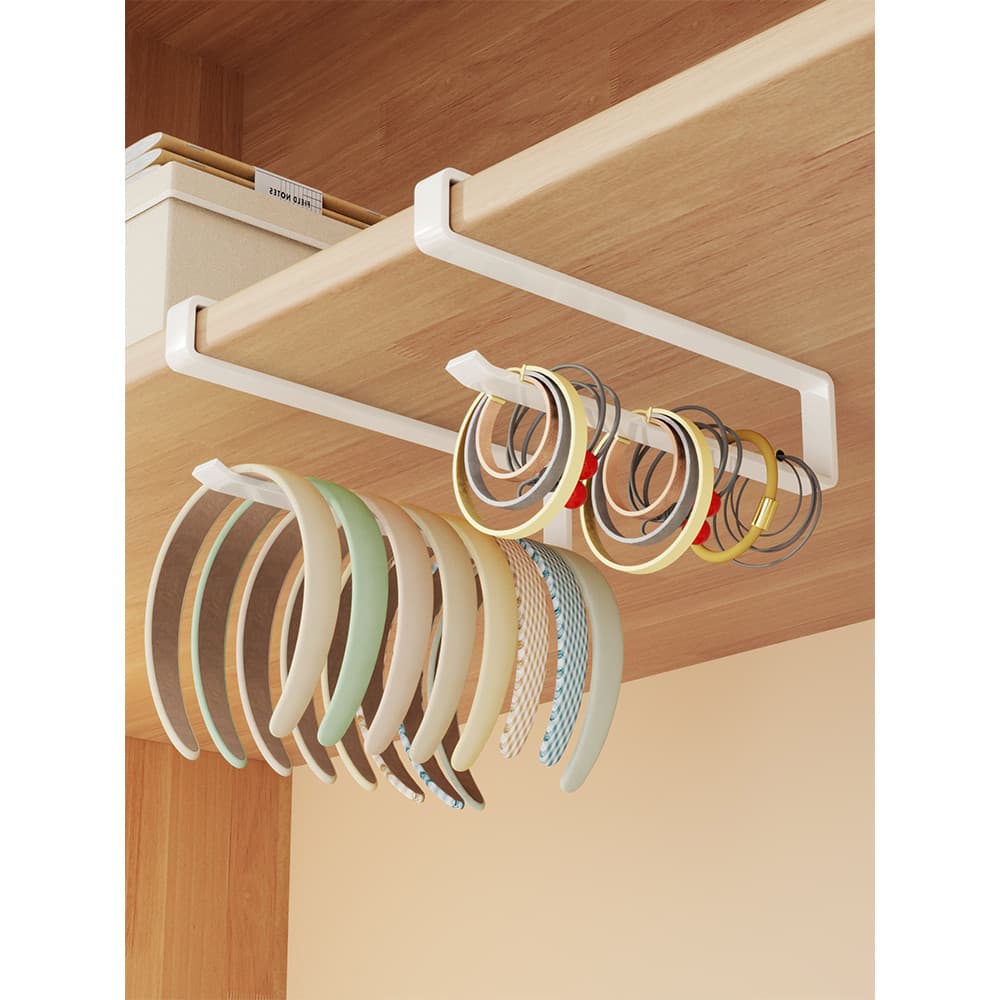 Armazenamento de argola de cabelo ferramenta útil doméstico sem perfuração argola de cabelo rack de colocação interior d