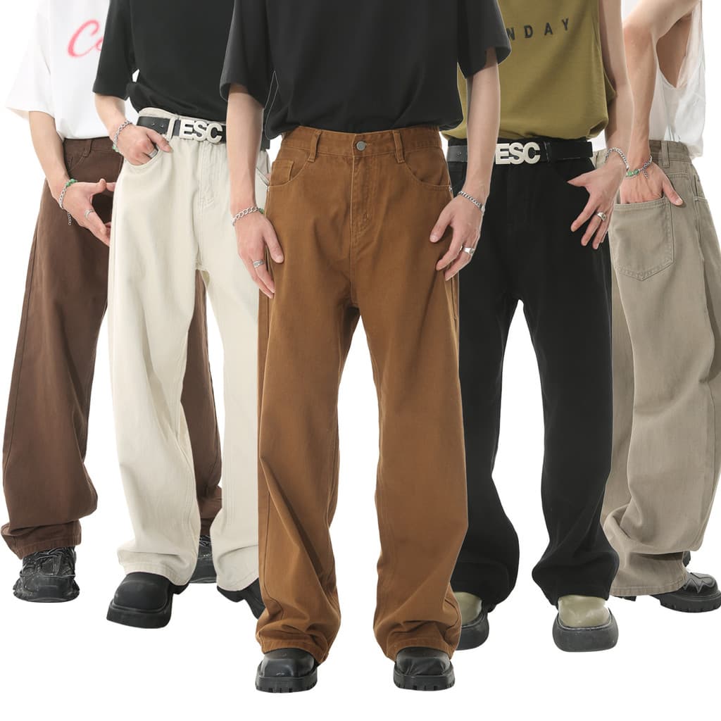Roupas masculinas MTLCLOTHES|Calças de brim largas Melade jeans Homens Mulheres Calças Soltas Calças Casuais