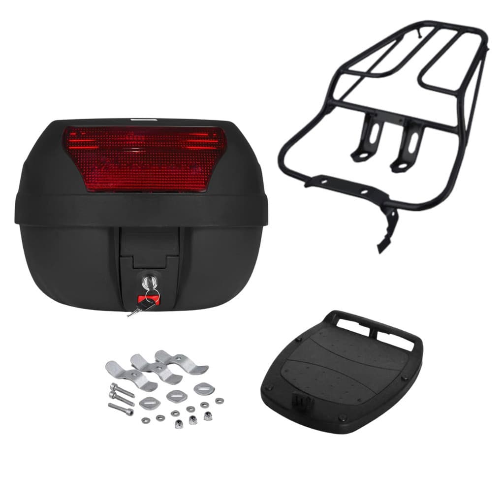 Bagageiro Titan 150 2004 04/08 Preto Cromado + Baú 28 Litros Pro tork