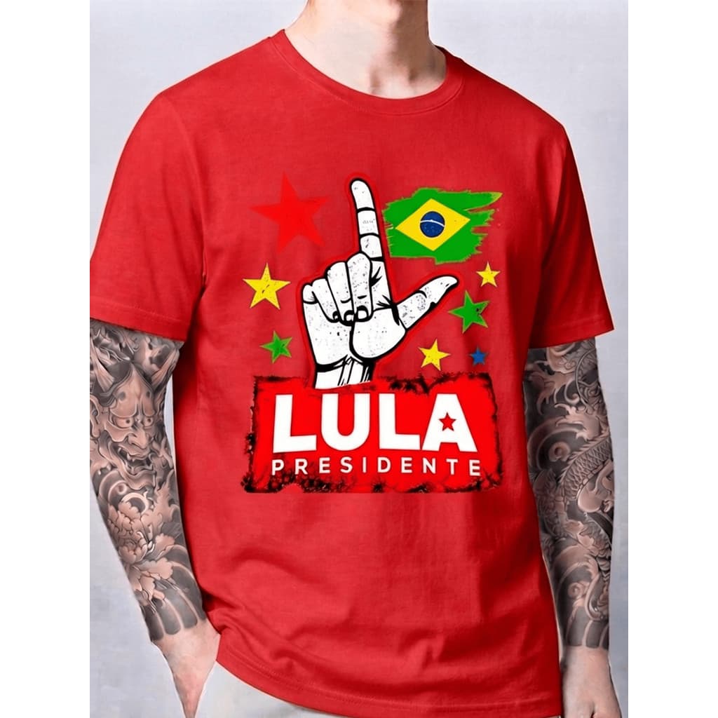 Camiseta Masculina Presidente Lula - Camisa Político Lula Unissex 100% Algodão Plus Size