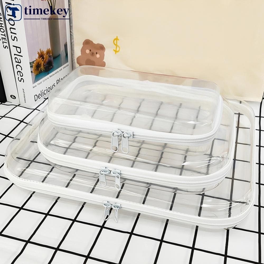 Conjunto de Bolsas de Armazenamento Transparentes de PVC TIMEKEY para Viagem, Produtos de Higiene Pessoal e Embalagem de