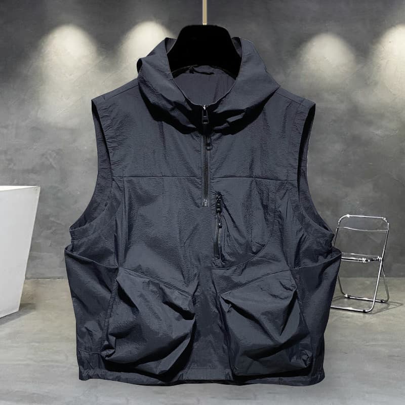 Multi-bolso com capuz comércio exterior colete sem mangas das mulheres dos homens verão novo estilo Casual esportes resp
