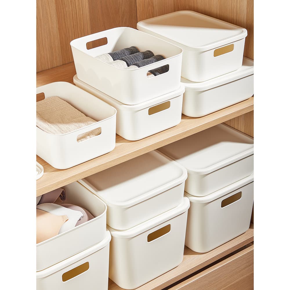 Caixa de armazenamento de cosméticos japonesa, caixa de armazenamento de cozinha com tampa, grande capacidade, caixa de