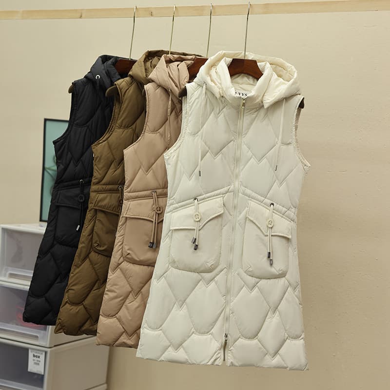 Outono inverno novo estilo destacável capuz para baixo colete de algodão senhoras comprimento médio tamanho grande gross