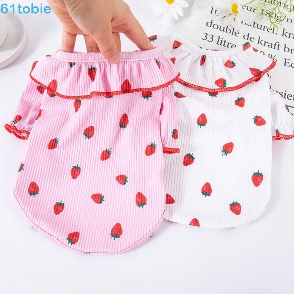 TOBIE Pet Morango Base Camisa , Moda Respirável Roupas Para Animais De Estimação , Suprimentos Bonito Macio Cão Colete O