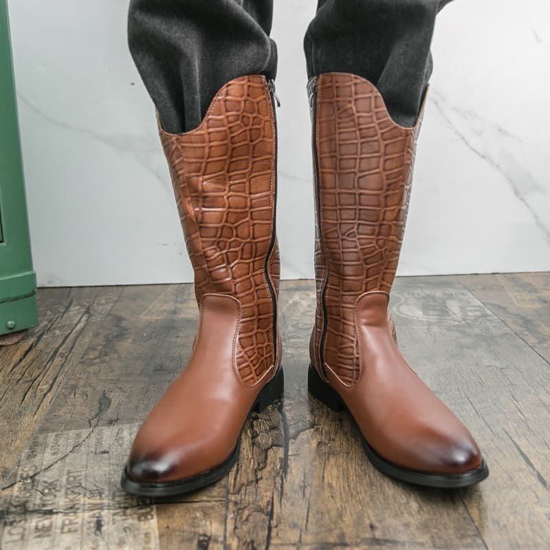 Botas de Cowboy ocidentais meninos outono inverno botas altas de equitação mongol botas de dança ao ar livre equit