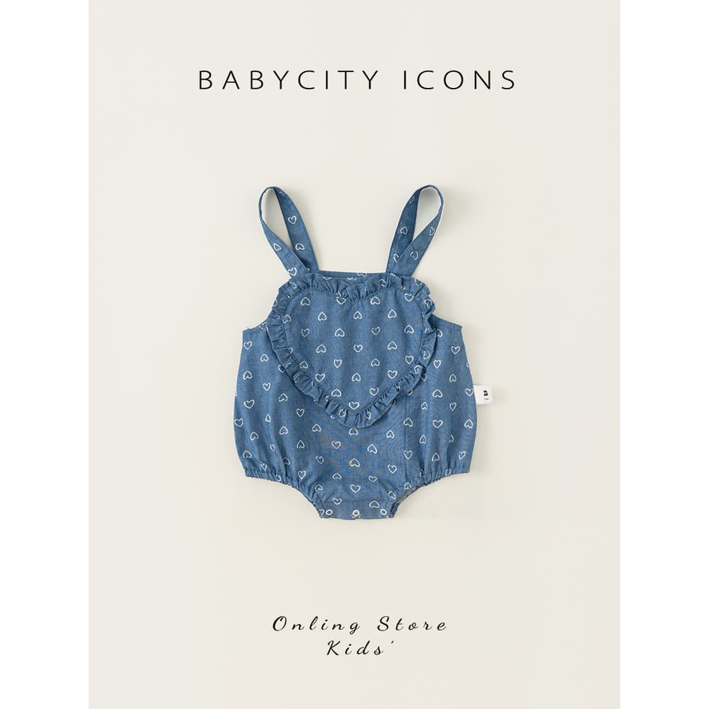 Bebê cidade roupas de verão do bebê versão coreana macacão bebê menina leve Denim macacão All-Match Outing macacão na mo