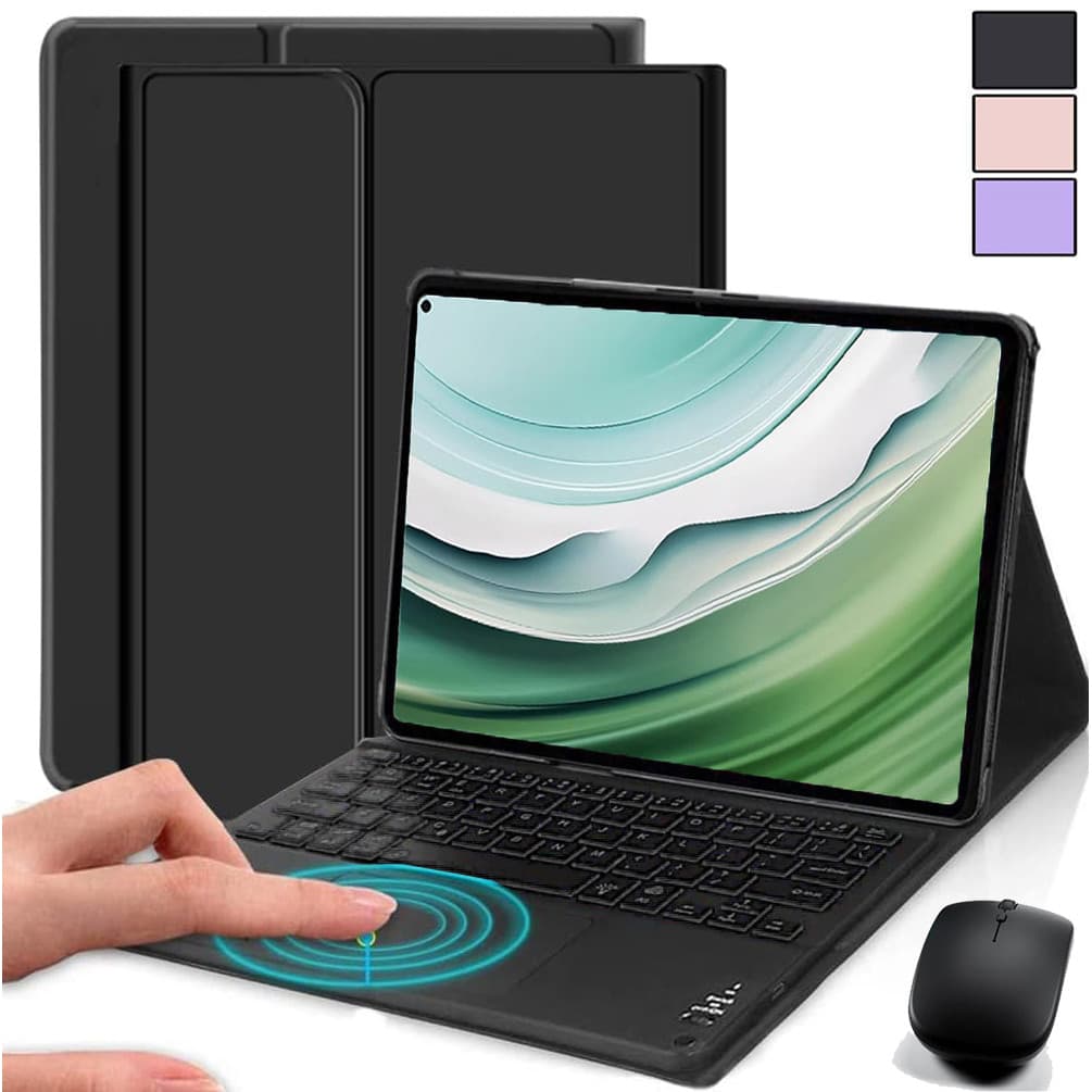 Teclado Trackpad Com Capa De Couro Auto Wake/Sleep + Mouse Para Vivo Pad SE 12.3 2025 , 5 Pro/3 5e/2 Air 11.5/11/iQOO 2
