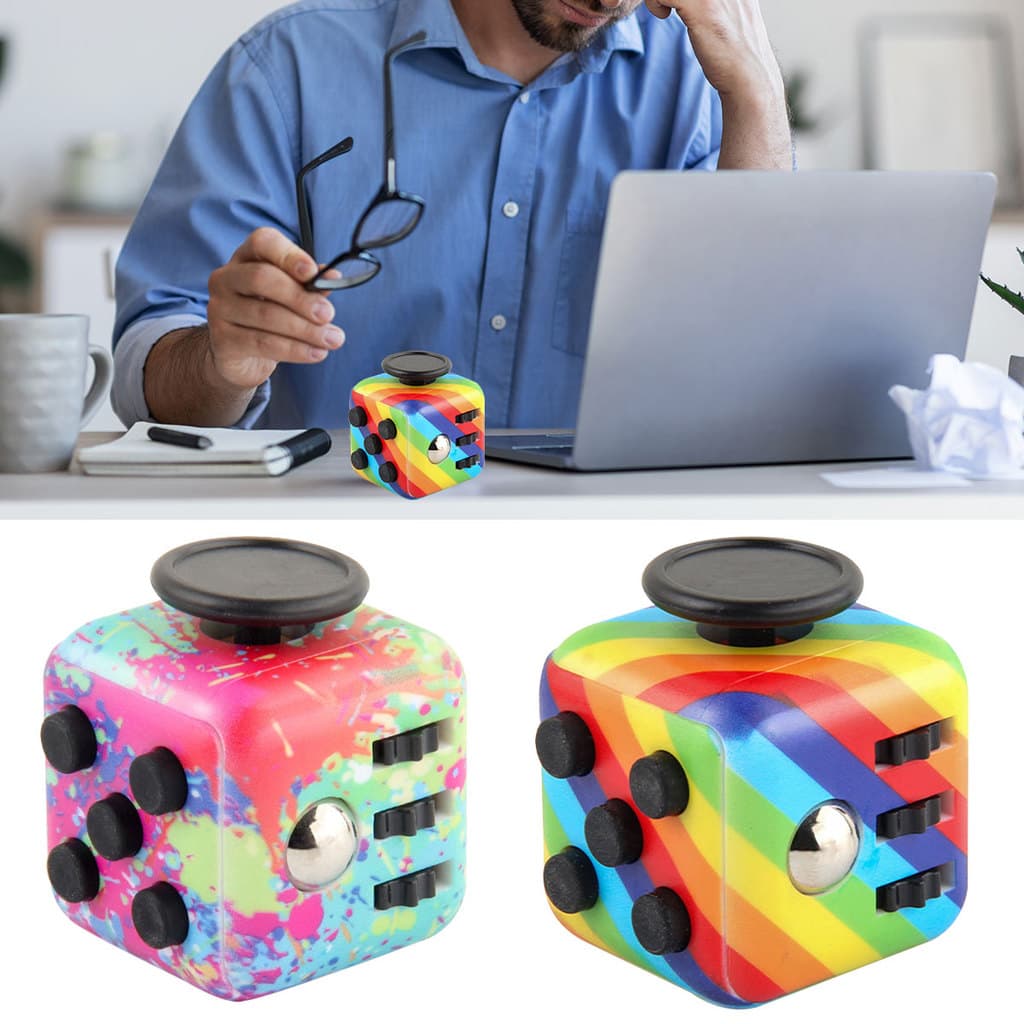 [flyingfishla] Brinquedo De Descompressão De Cubo De 6 Lados , Alívio Do Estresse , Brinquedos Sensoriais De Ansiedade ,