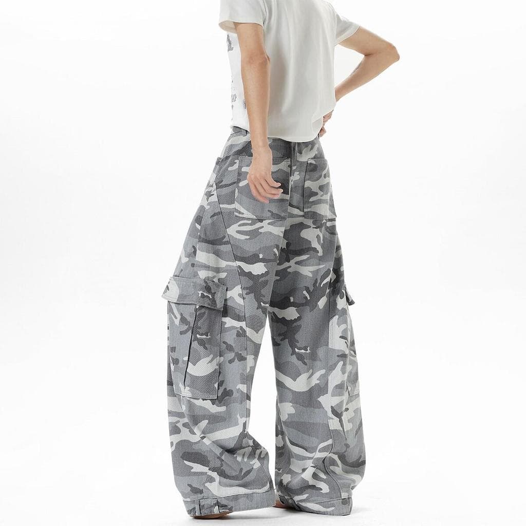 Americano Retro camuflagem angustiado Drape solto em linha reta 2026 verão novo estilo macacão calças de secagem rápida