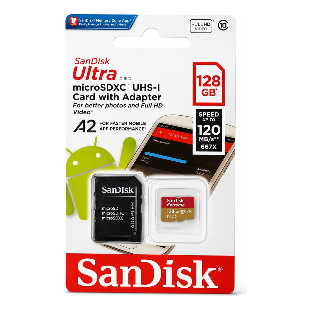 Cartão De Memória 128gb Sandisk Ultra 120mb/s