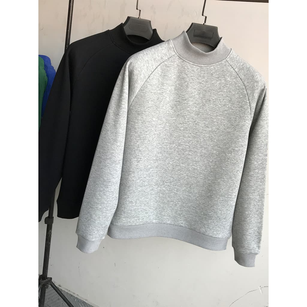 Outono inverno pesado meia gola alta camisa de fundo masculino quente interior moletom Casual meados de pescoço de manga
