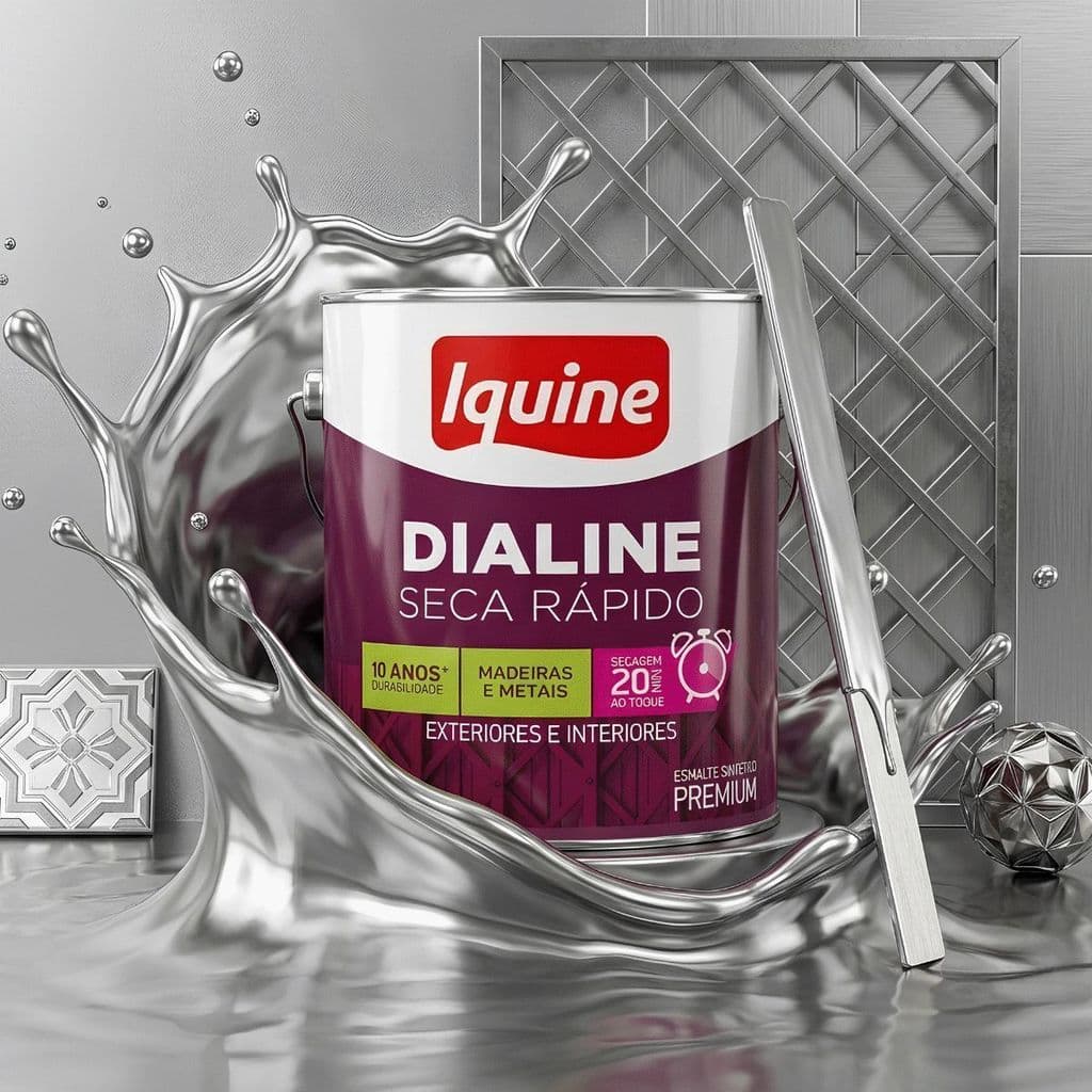 Tinta Esmalte Iquine Sintético Dialine Alumínio 750ml