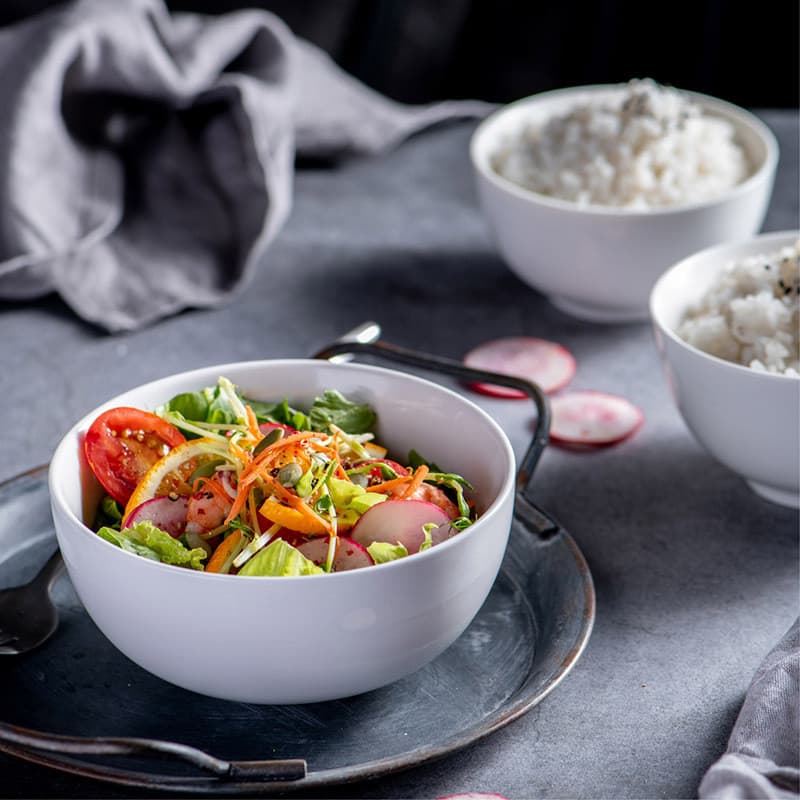 Estilo ocidental redondo branco puro simples tigela de cerâmica casa arroz macarrão sopa Congee tigela restaurante Hotel