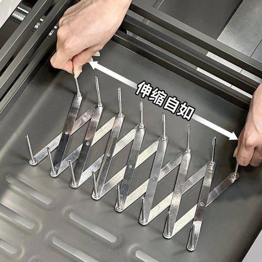Gaveta embutida prato rack de armazenamento de aço inoxidável placa retrátil assadeira pote rack novo pequeno separador