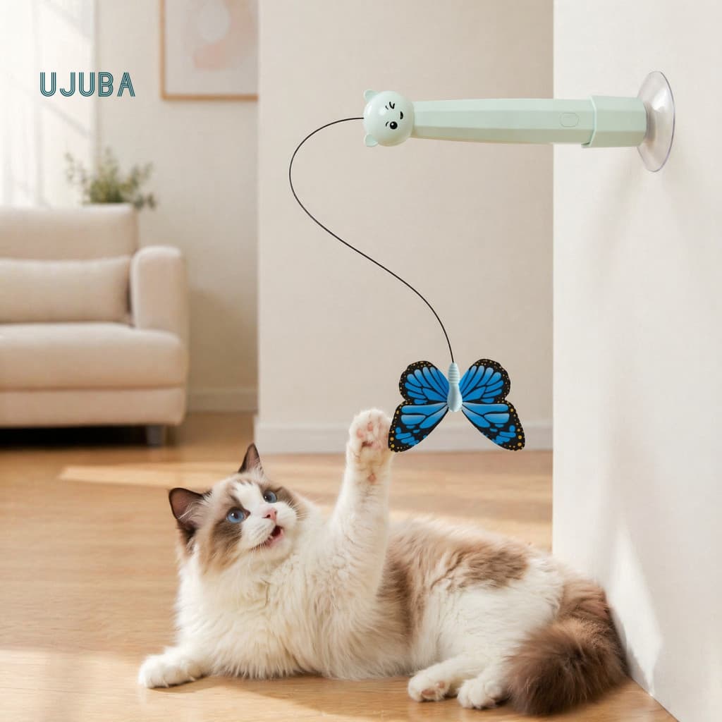 Brinquedos Domésticos Para Vários Gatos UJ.B , Teaser Elétrico 2 Em 1 Com Ventosa , Carregamento Rápido , Motor Silencio