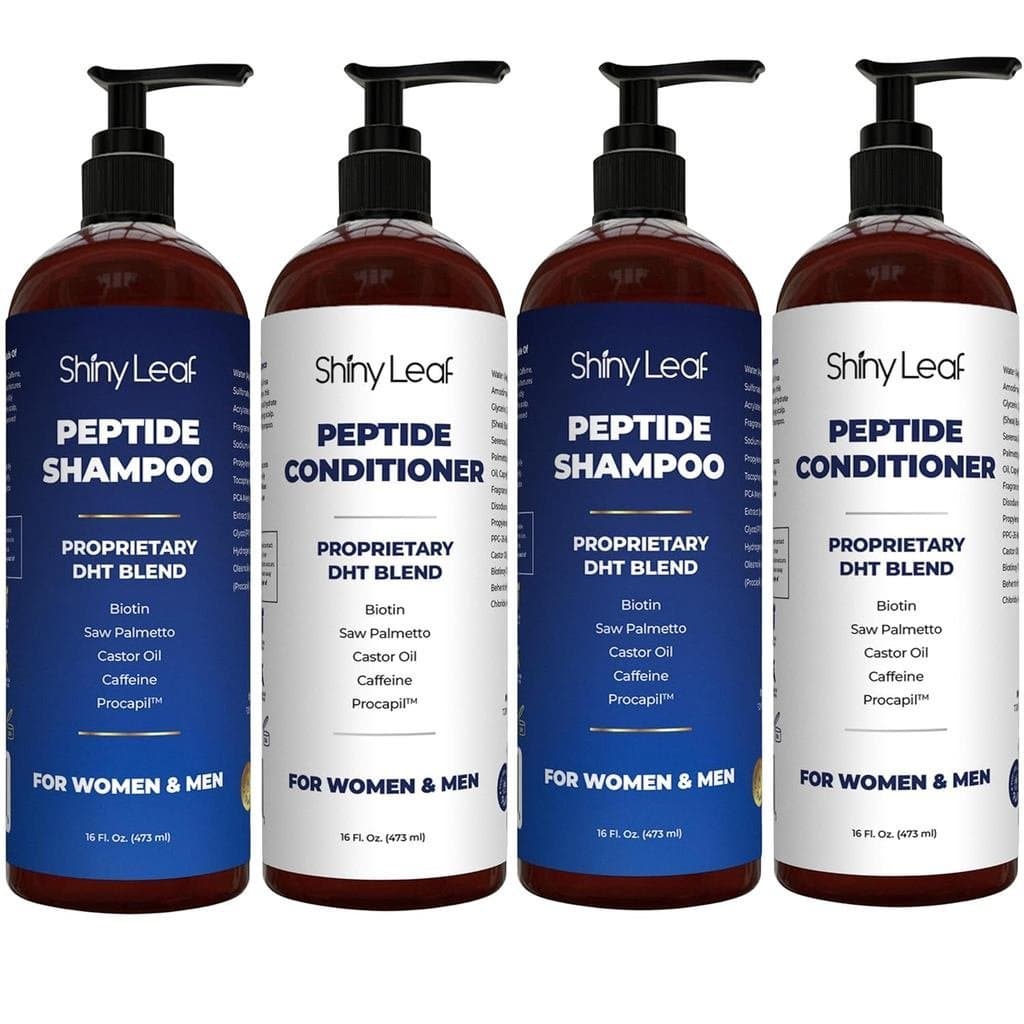 Shampoo e Condicionador com Peptídeos Anti-Queda – Fórmula Espessante para Cabelos Sem Sulfato com Biotina, Cafeína e Sa