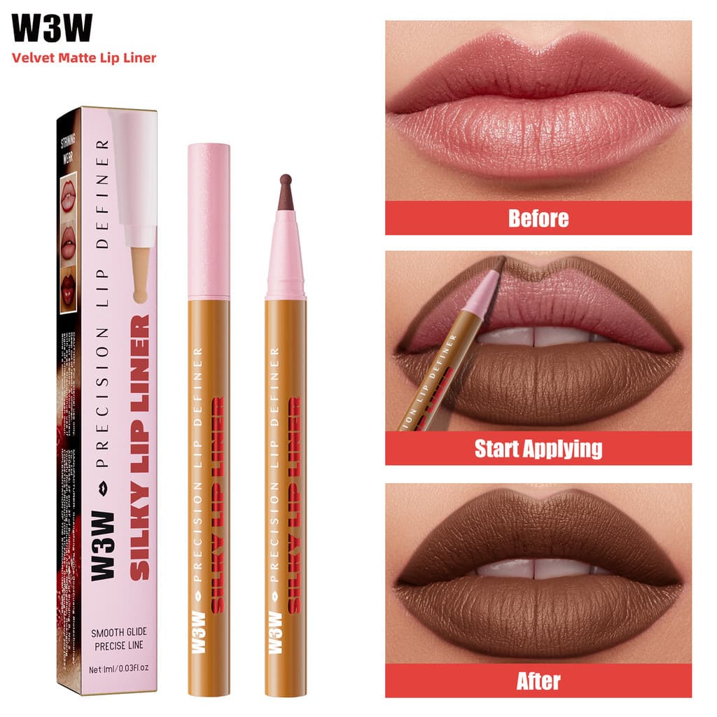 [Estoque pronto] W3W Delineador labial líquido Copo antiaderente Caneta batom líquido fosco Caneta de brilho labial de c