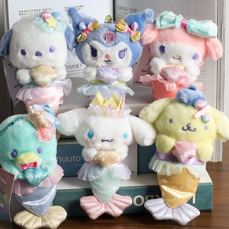 Sereia Kuromi pingente de pelúcia boneca bonito canela cão boneca japonês dos desenhos animados brinquedo melodia pingen
