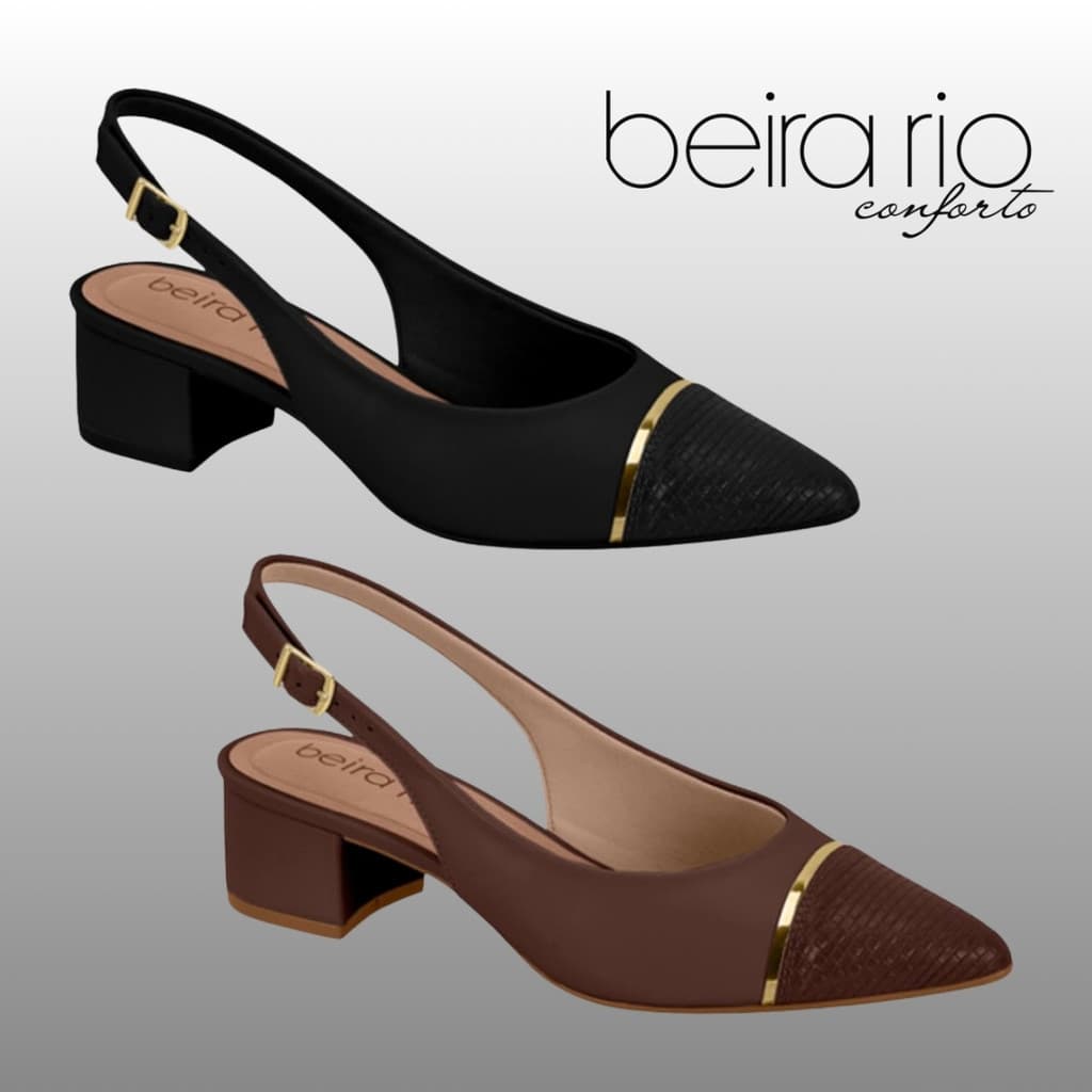 Sapato Beira Rio Feminino Original Salto Bloco Confortável Leve Elegante