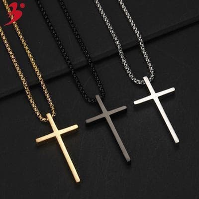 Colar Corrente Masculino Pingente Cruz Minimalista Aço Inoxidável 70cm Estiloso Presente Cordão