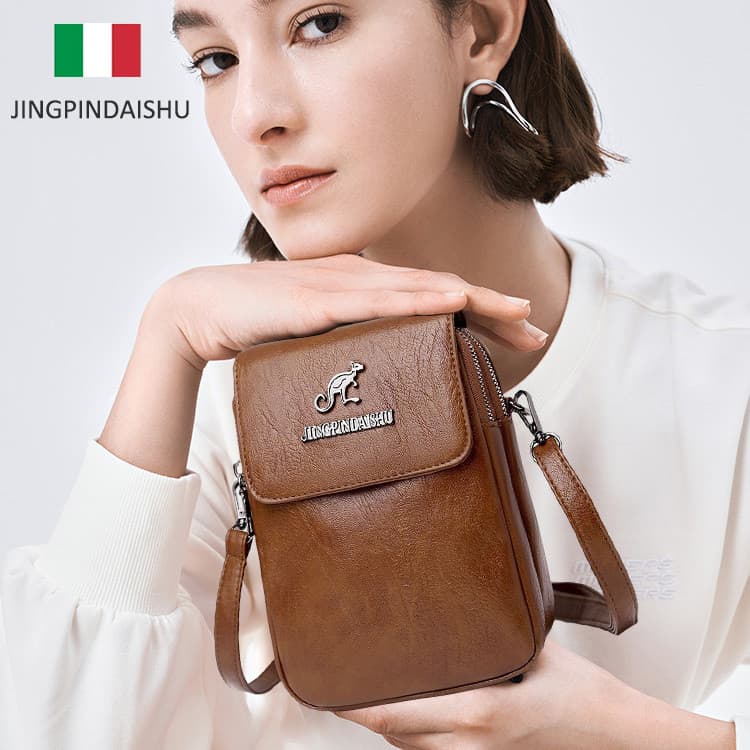 [Compacta e Elegante] Bolsa de Ombro Feminina em Couro Macio/Design Moderno/Transversal