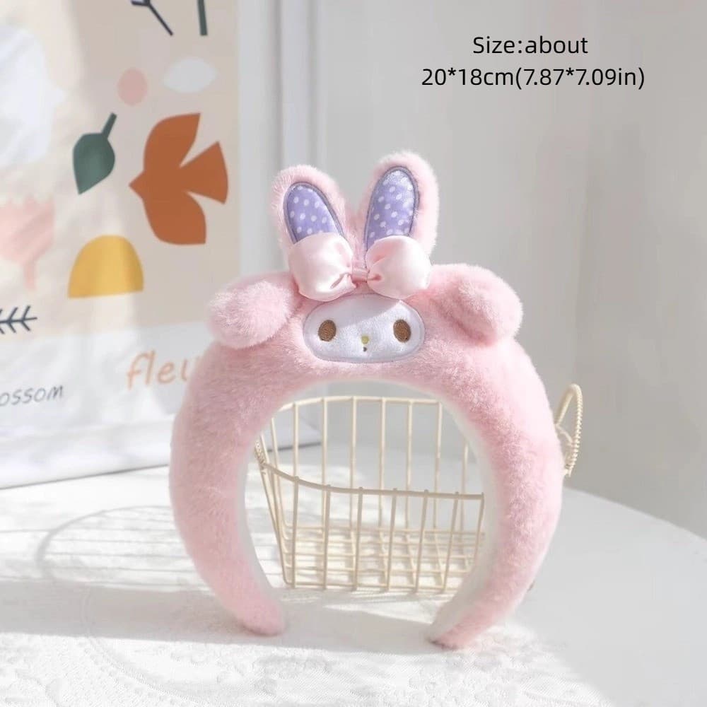 Argola De Cabelo BLING , Faixa Estilo Adorável Kawaii My Melody Cabeça De Pelúcia De Coração Feminino Japonês