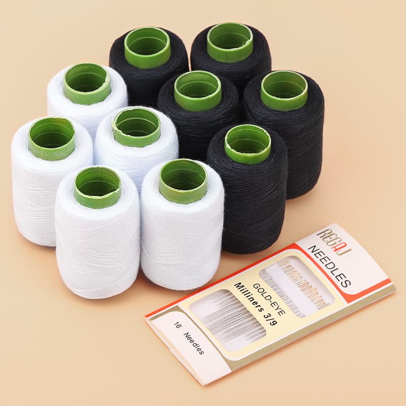 Linha de costura doméstica costura roupas pacote de linha de costura artesanal diy linha de costura preto branco linha d