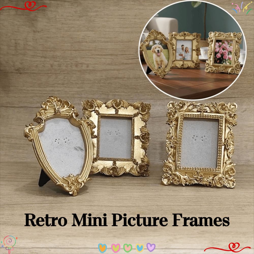 Carta Porta-Retratos Vintage , Moldura Antiga Dourada Com Display DIY Floral Requintada De Tamanho Mini