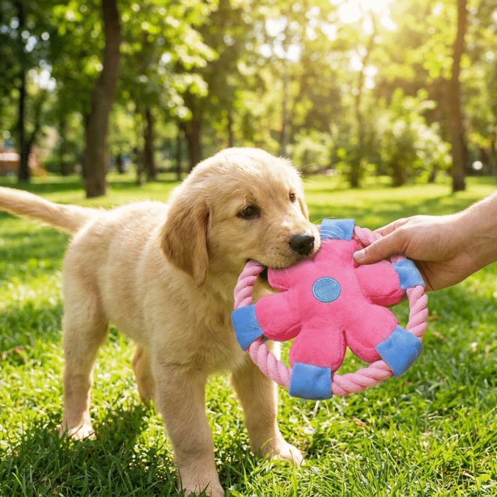 Disco Voador Para Cachorro FALLFORBEAUTYEJ , Brinquedo Mastigar Com Design De Flor De Treinamento Cães Corda De Algodão
