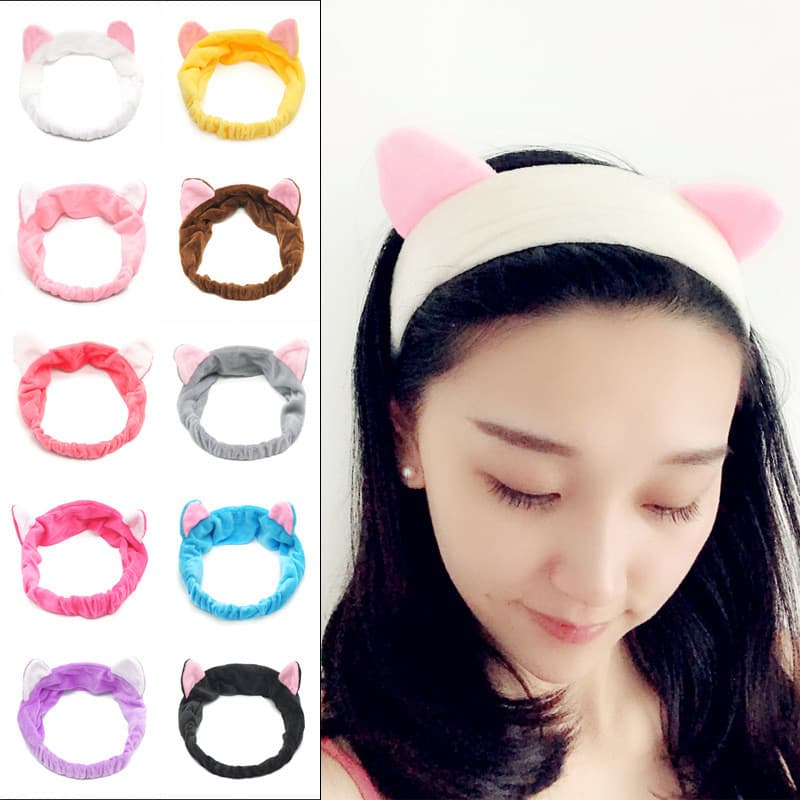 Criativo Estilo Coreano Orelhas De Gato Bandana Dos Desenhos Animados Bonito headwear Rosto Lavagem Maquiagem Esportes A