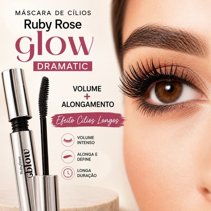 Máscara de Cílios Ruby Rose Blow Dramatic Volume e Alongamento Efeito Cílios Longos | Maquiagem Beleza