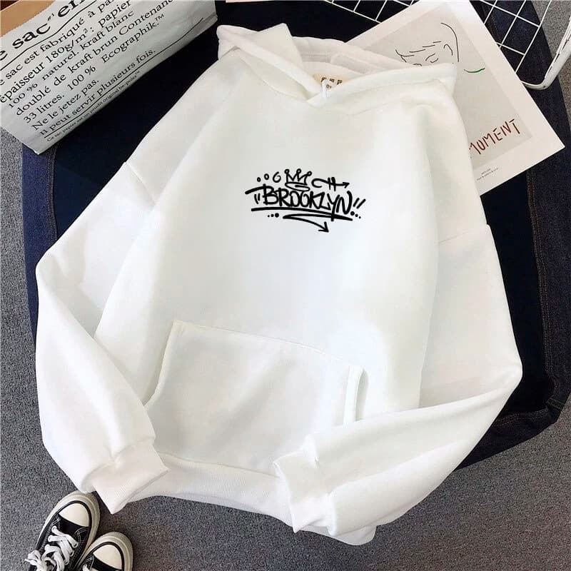 Blusa de Frio com Capuz Streetwear Brooklyn NY Moletom Casual 100% Algodão Envio Imediato