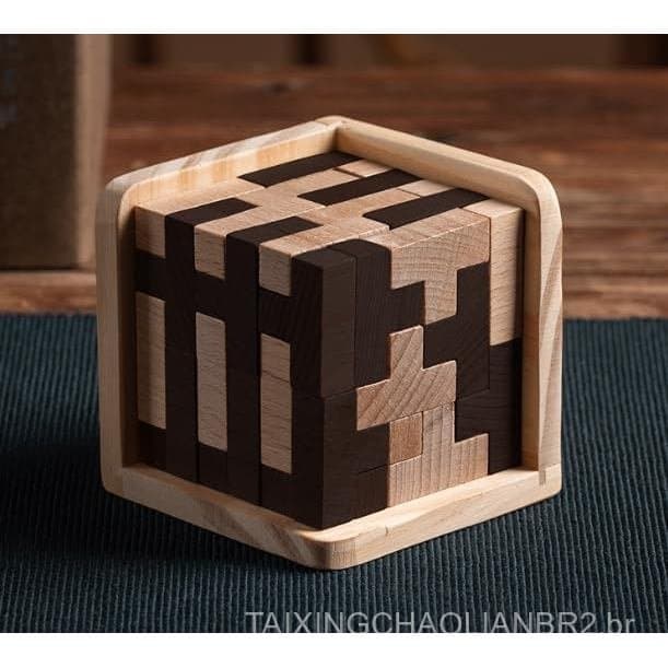 Quebra-cabeças de Madeira em Forma de Cubo, Brindes para Presentes, Quebra-cabeças de Madeira em Forma de T, Quebra-cabe