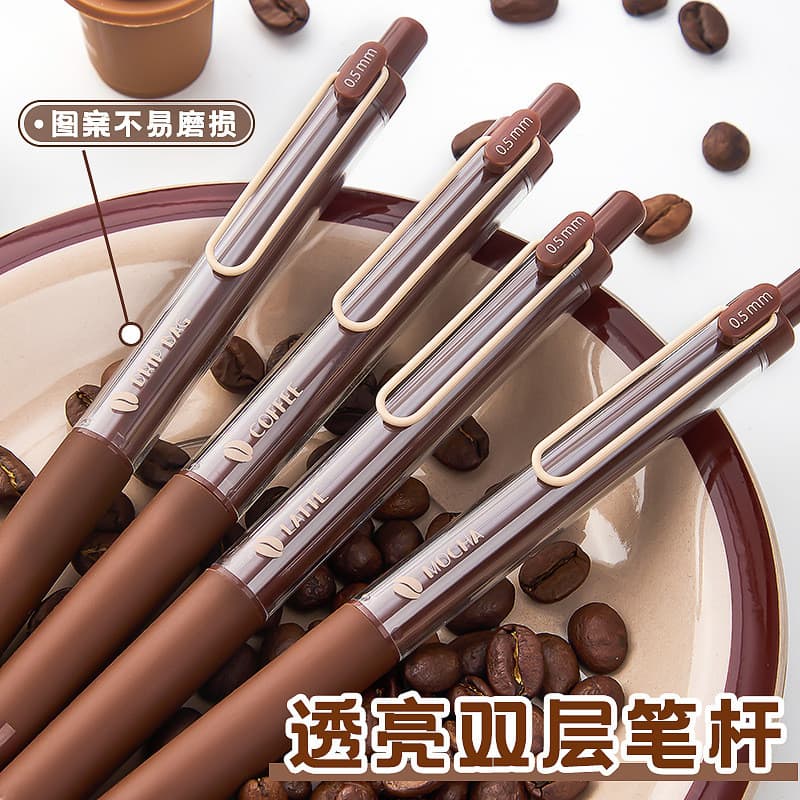 Caneta de café Kaba Bear vem com fragrância Gel caneta estudante caneta preta de secagem rápida 05 grãos de café caneta