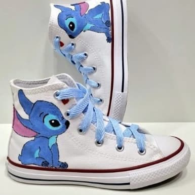Tenis All Bota Lilo Stitch Star Infantil Diversão Estampada Menino e menina preto e branco