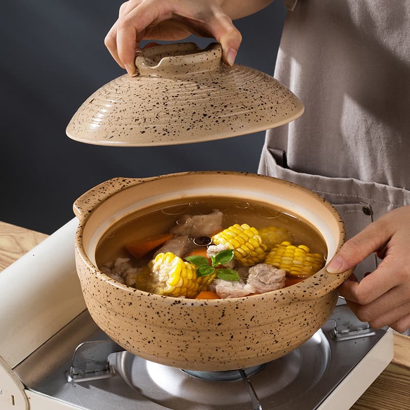 Caçarola panela de guisado sopa doméstica resistente a altas temperaturas queima seca não rachado Retro comercial panela