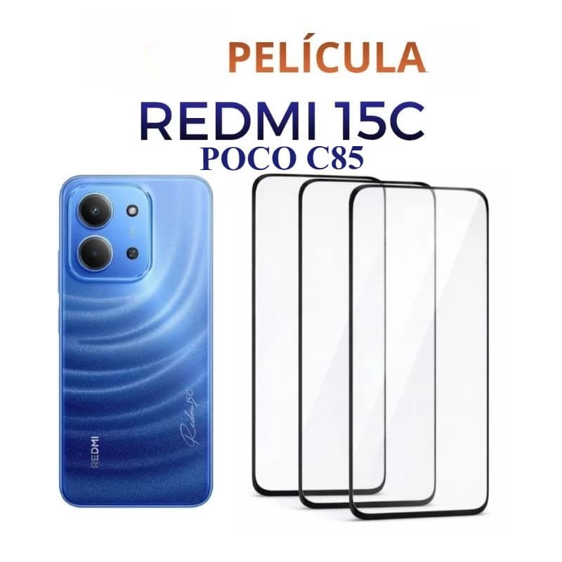 Película de Vidro 3D Para Xiaomi REDMI 15C / POCO C85 + Kit Limpeza