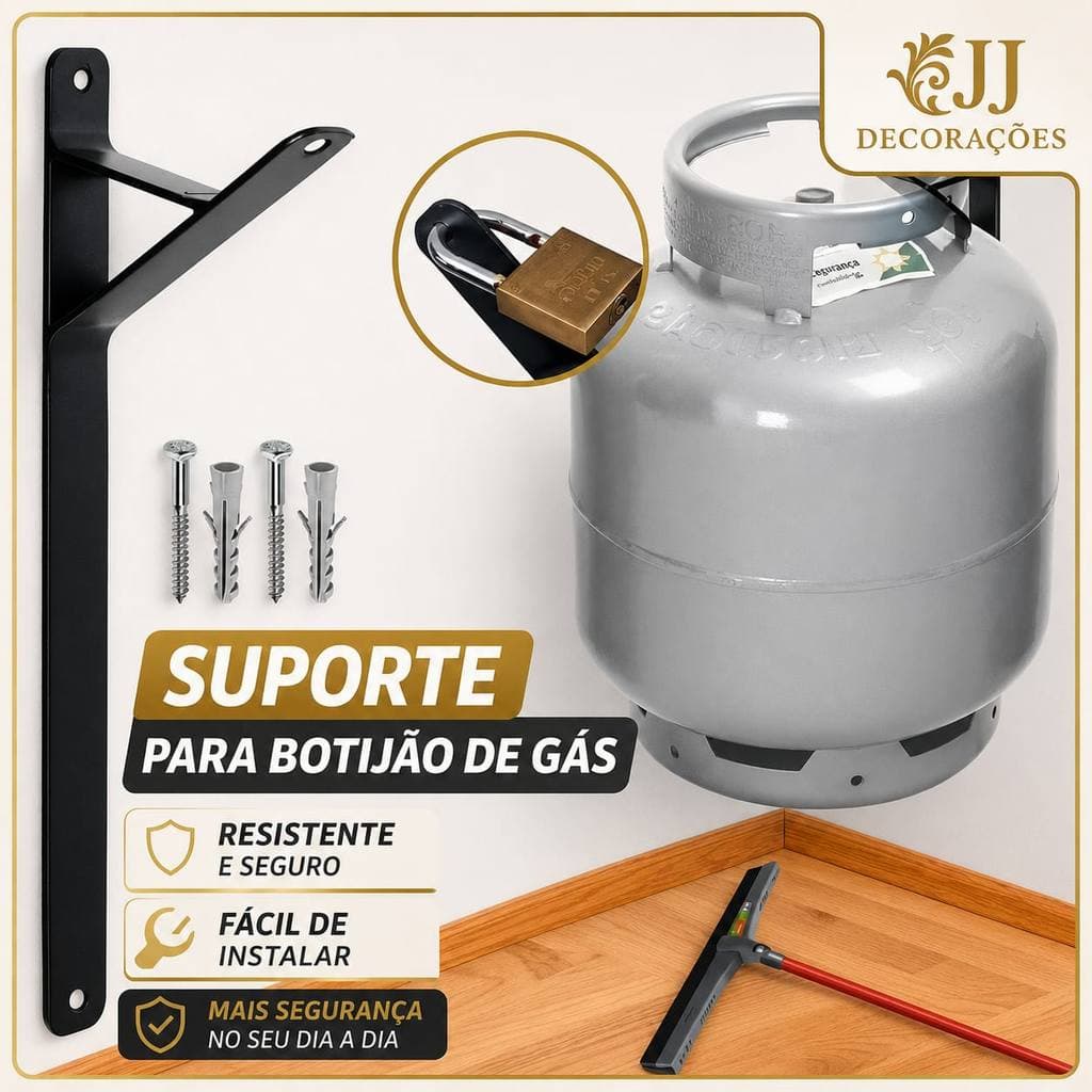 KIT 2 SUPORTE BOTIJÃO DE GÁS PAREDE C/ 2 PARAFUSOS E BUCHAS REFORÇADO