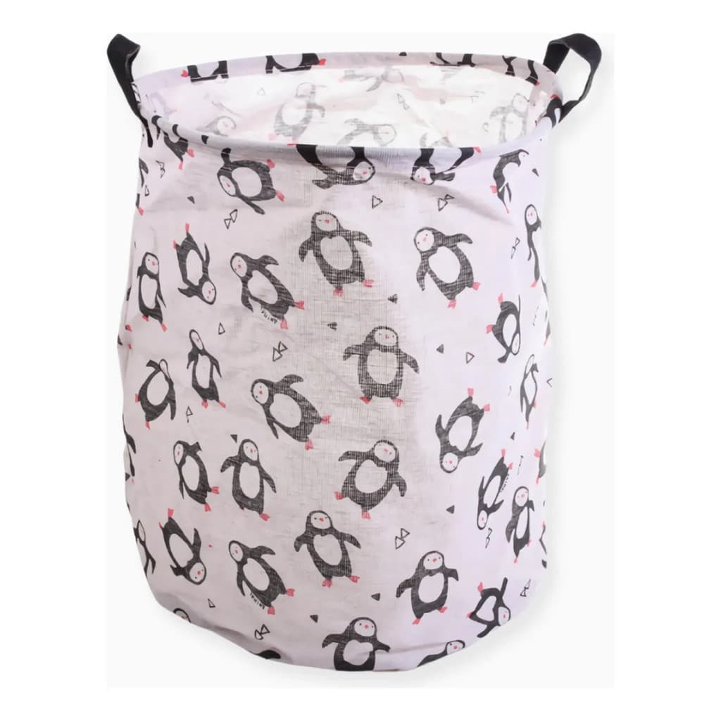 Cesto de Roupa Suja Dobrável Pinguim Organizador de Brinquedos Multiuso Impermeável com Alça 45cm